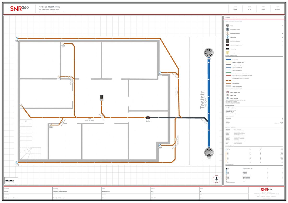 SNR360 Netzplan im A0-Format zum Ausdruck für Planung und Sanierung